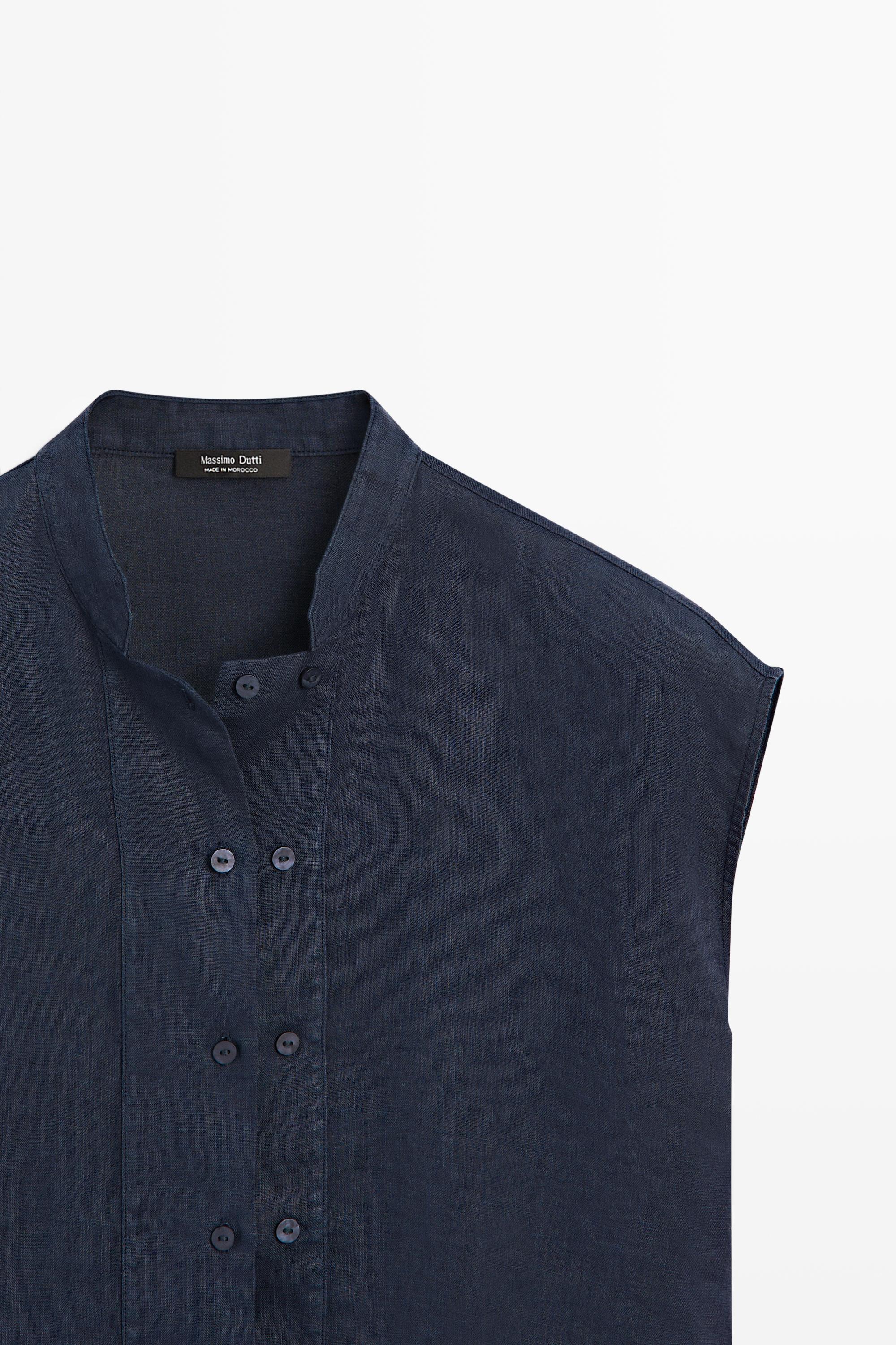 Chemise fluide à boutons 100 % lin